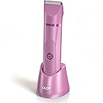 OLOV Electric Body Hair Trimmer - Groin Trimmer for Men - Bikini Trimmer Women - Wet/Dry Shaver Groomer, Replaceable Ceramic Blade Heads, USB Recharge Dock, Waterproof Hygiene Razor, Pink