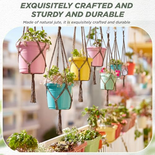 Image of EBOOT 2 Pack 41 48 Inch Large Macrame Plant Hanger Rope to Hang Flower Pot Plant Holder for Indoor Outdoor Decorations, 4 Legs (Linen Color)