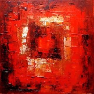 Póster de 90 x 90 cm con fondo abstracto de color verde oscuro con diferentes patrones de color: amarillo (beige), marrón, rojo y naranja (208728268)