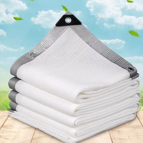 Rete Parasole Bianca,Telo Ombra Telo Ombreggiante Traspirante con Occhielli,Tessuto Ombreggiante