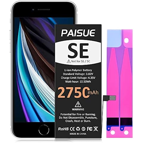 Battery for iPhone SE, 2750mAh New 0 Cycle Higher Capacity Replacement Battery for iPhone SE 1st Gen Model A1662 A1723 A1724 (No Tools) Cover