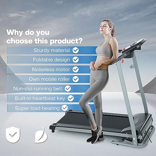 Image of Home Foldable Treadmill with Incline, Folding for Workout, Electric Walking Machine 15 Preset or Adjustable Programs 250 LB Capacity MP3 Black, 48 /''*24 /''*48 /''