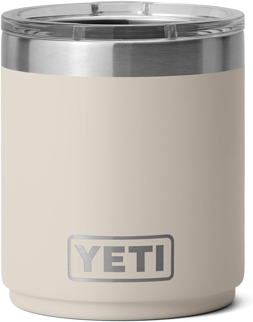 Rambler 10 oz Stackable Lowball 2.0, Vacuum Insulated, Stainless Steel with MagSlider Lid, Cape Taupe