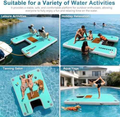 VEBESYET Inflatable Floating Dock with Dog Ramp or Soft Ladder, Non-Slip - 1