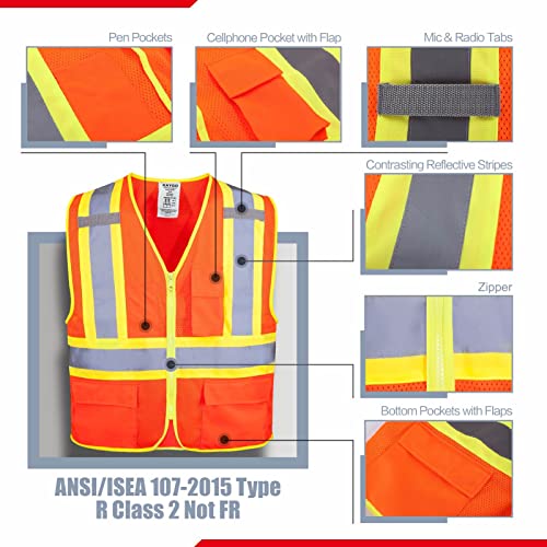 Image of KAYGO Reflective High Vis Safety Vest with Pockets for Men and Women KG0100 | Breathable Polyester Lightweight, Two-Tone, for Construction, Warehouse, Surveying, Cycling, Machine Washable