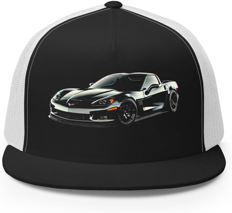 Blacked Out C6 Sports Car Z06 Hat – Classic American Muscle Car Trucker Cap