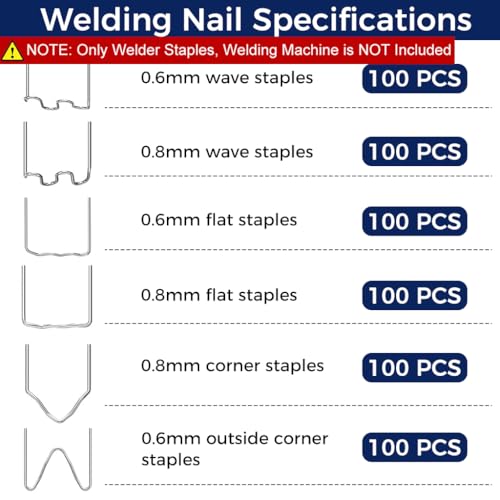 Image of Serplex Plastic Welding Staples 600Pcs, 6 Types, Bumper Repair | Joins Cracks, Helps Reinforce Bumper Repairs, Plastic Staples, 600Pcs in 6 Types, Usage Guidance