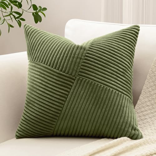 Housse de coussin velours 66x66 vert olive lavable canapé et lit - 2