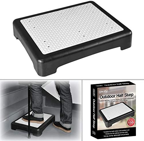 Portable Half Step Stool Mobility Aid for Elderly | Non Slip Plastic Disability Stepping Platform for Doorstep, Bathroom, Toilet | Door Step Up