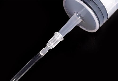 Miniatura 7 de SHAOTONG Jeringas de 6.8 fl oz con tubo de 40 pulgadas y adaptador de punta, para alimentar mascotas, recarga de líquidos, líquido de aceite de