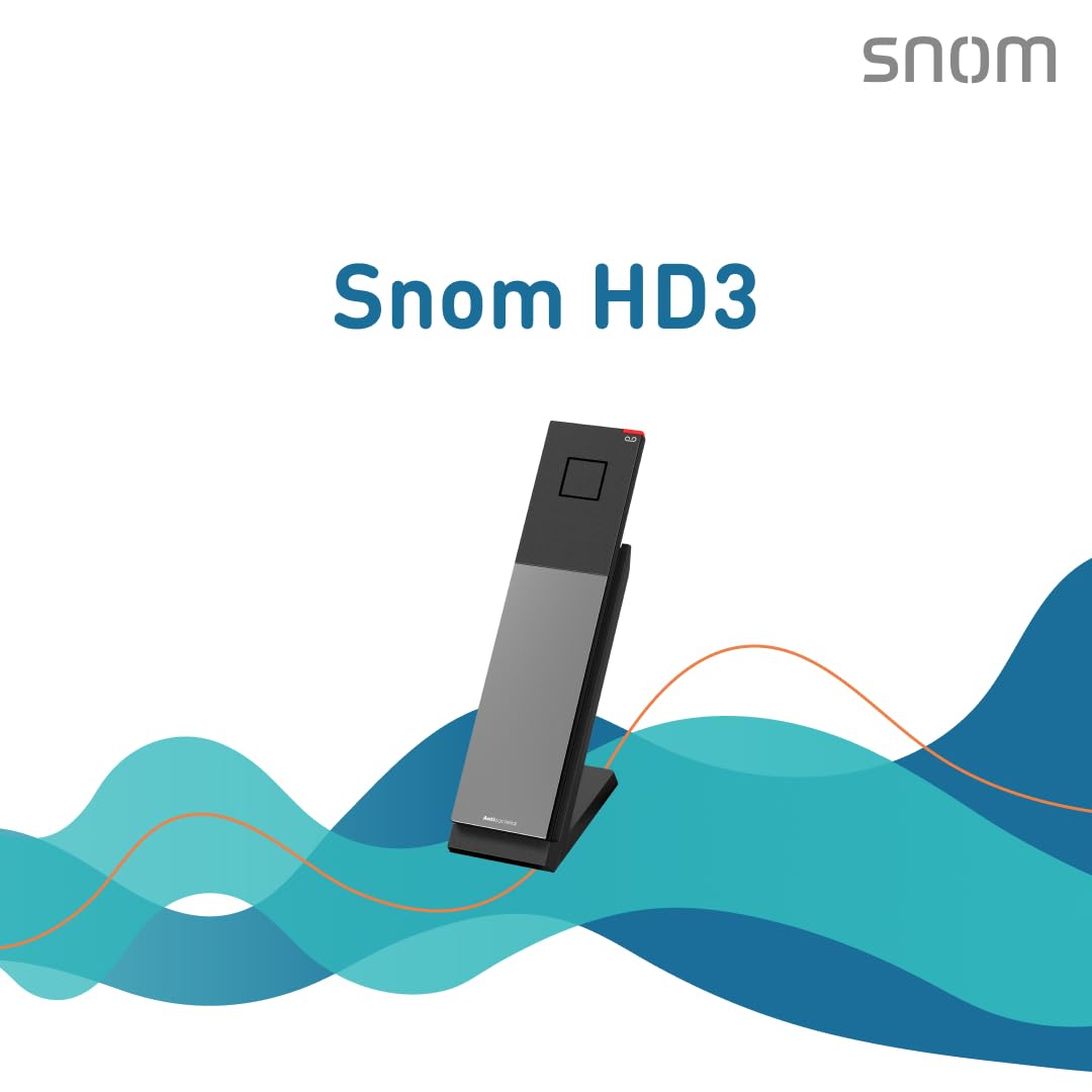 Snom HD3 Telefono Cordless Casa per Settore Ospitalità - Ricevitore DECT con Base di Ricarica, Alloggiamento Antibatterico, LED di Notifica e Funzioni Avanzate - Espandibile fino a 5 Postazioni