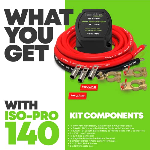 image for Dual Battery Isolator Kit, 140Amp Battery Isolator 12v Kit, Battery Di