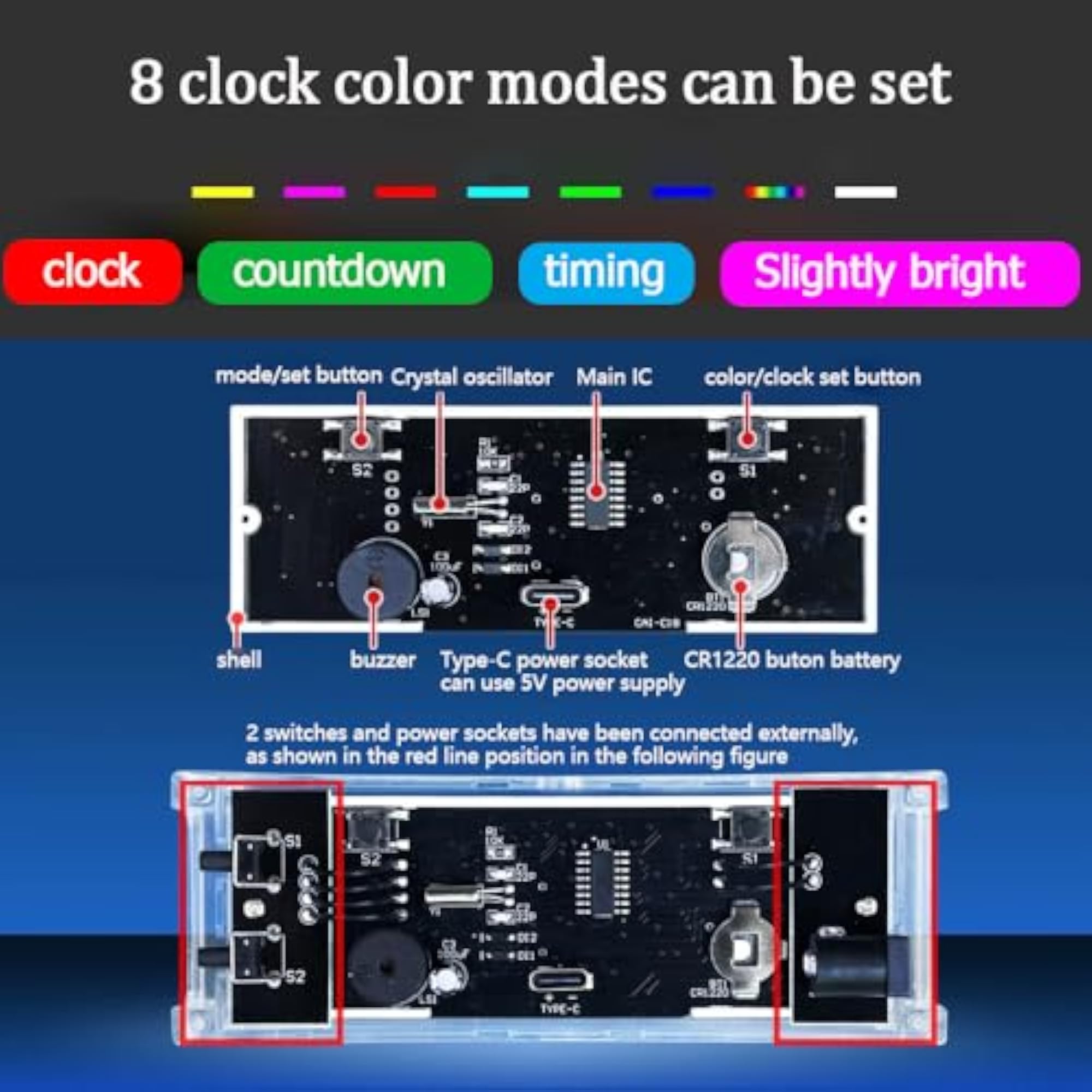DIY Clock Electronic Kit RGB LED SMD Soldering
