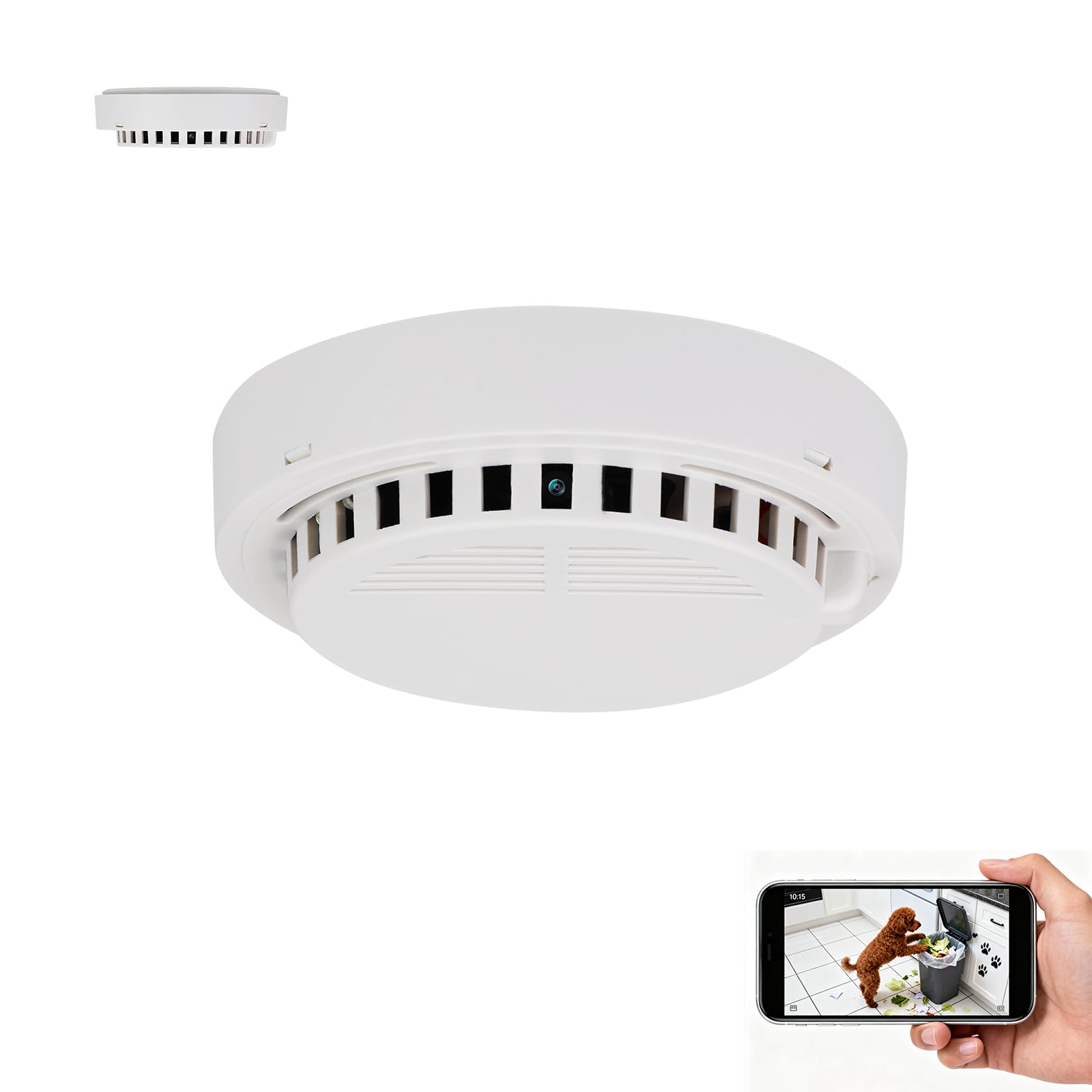 LIZVIE Manual DIY Hidden Camera Smoke Detector - 150 Wide Angle Motion Detection Night Vision 5000mAh 2 4G