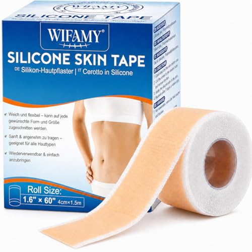 Silikon Narbenpflaster 4cm x 150 cm Wiederverwendbar Hautfarben Wasserdicht Hautfreundlich & Atmungsaktiv(1 Rolle)