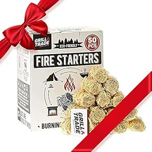 Grill Trade Firestarters 50 pcs | Natural Fire Starters for Fireplace, Wood Stove, Campfires, Fire Pit, BBQ, Chimney, Pizza Oven | All Weather Charcoal Starters Waterproof Indoor/Outdoor Eco Friendly