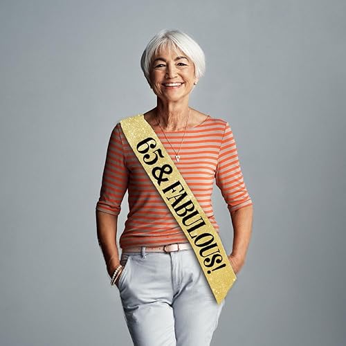 Miniatura 2 de Banda dorada de cumpleaños número 65  Cumpleaños 65 & Fabulous  Fabulosa banda de cumpleaños para mujer  Banda de cumpleaños para hombres  Regalos