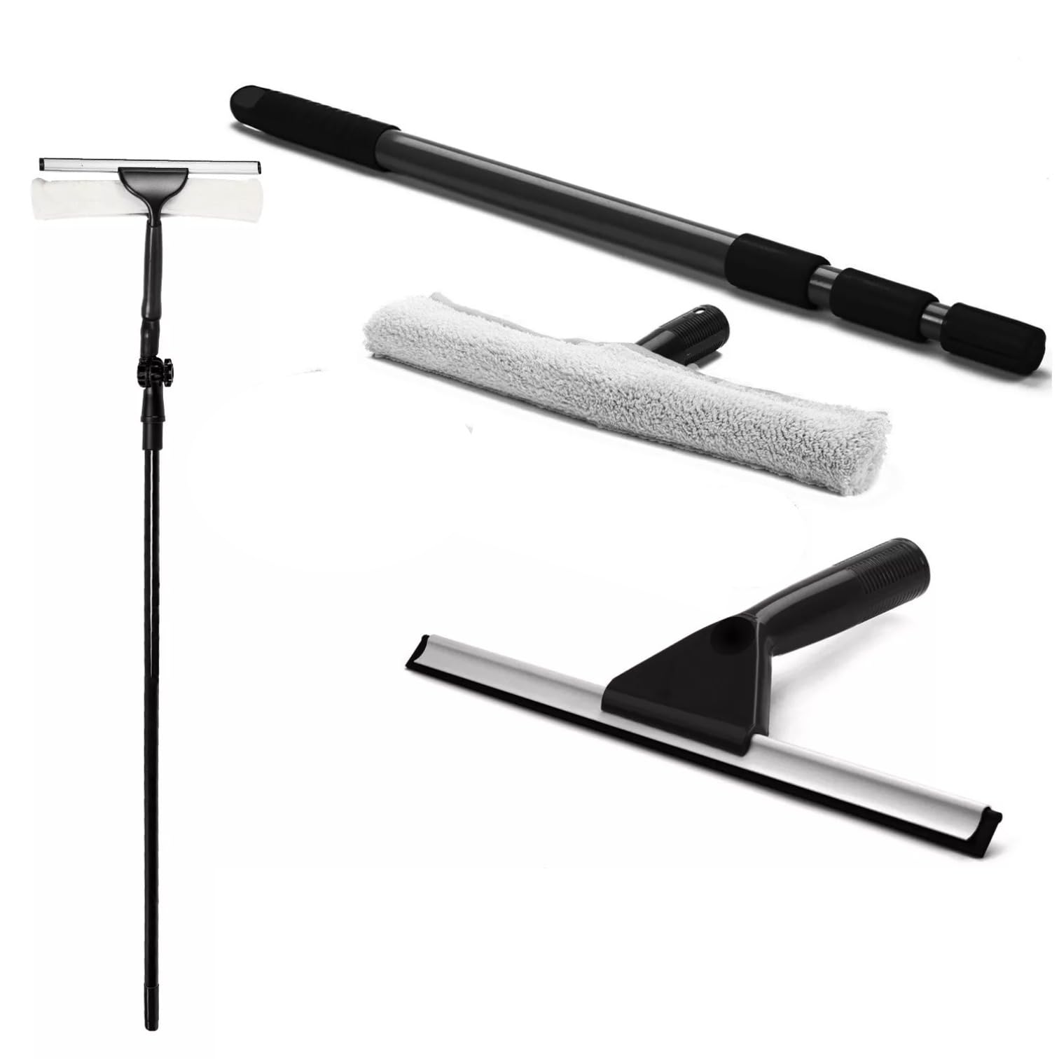 Kaynur White, Black, Orange, Red, Yellow 3.5M Professional Telescopic Window Cleaning Pole With Squeegee And Soft Rubber Mop Heavy Duty Extendable Long Pole For Indoor/Outdoor Windows, Glass, And Conservatory