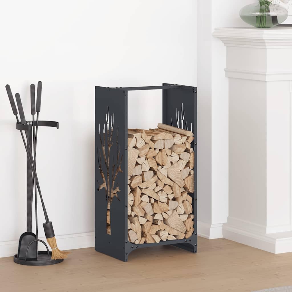 Regał na drewno kominkowe, antracyt, 40 x 30 x 80 cm, ze stali walcowanej na zimno – stabilny stojak na drewno opałowe o dużej pojemności na suche drewno opałowe, idealny jako regał na drewno