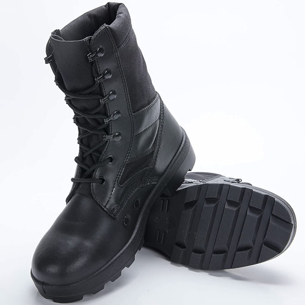 Hohe Top-Militärschuhe für Männer mit seitlichen Reißverschluss im Freien Kampfstiefel Wanderschuhe,Black-43(UK 9)