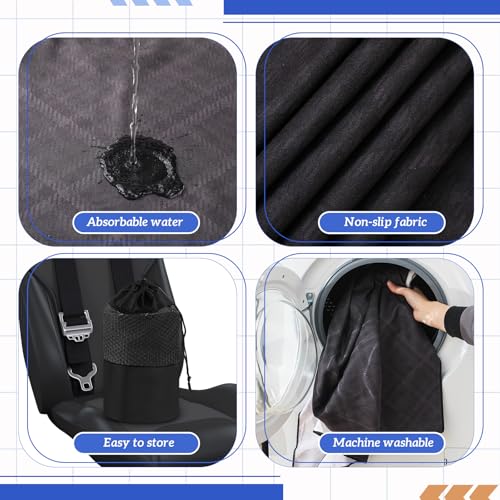Image of Hahafelt 1 Pack Car Seat Towel Cover with Storage Bag, Black Plaid Style | 63 x 32 in Car Towel Seat Cover Non Slip Waterproof, Gym Workout Swimming Running, Machine Washable Sweat Absorbent Protector