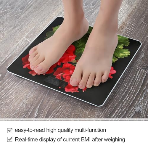 Báscula de baño digital color rojo geranios 400lb LCD miniatura 5