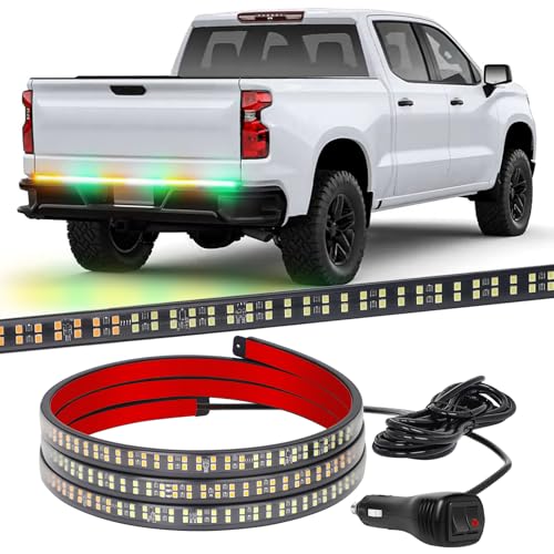Image of 48 inch 288 LED Tailgate Strobe Lights Rear Emergency Lights | Amber Green Flashing Warning Hazard Caution Safety Light Strip for Tow Plow Trucks Construction Vehicles Pickup Trailer