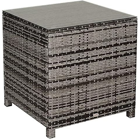 Outsunny Mixed Grey Rattan Side Table Cover