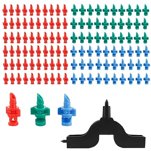 Hicello 110pcs 90/180/360 Degree Micro Sprinkler Heads Misting Nozzle Irrigation Drippers Garden...