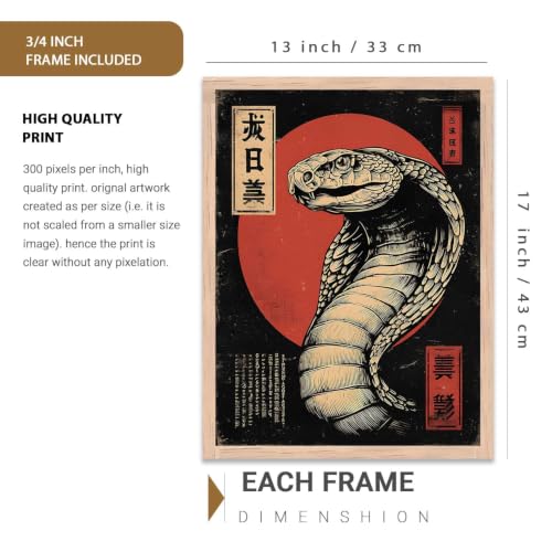 Image of kotart Aesthetic Japanese Nature and City View Wall Framed Posters | Japanese Nature and City View Framed Poster for Living Room Bedroom Gaming Room Studio Wall Decor Set Of 3 (13X17 inch)