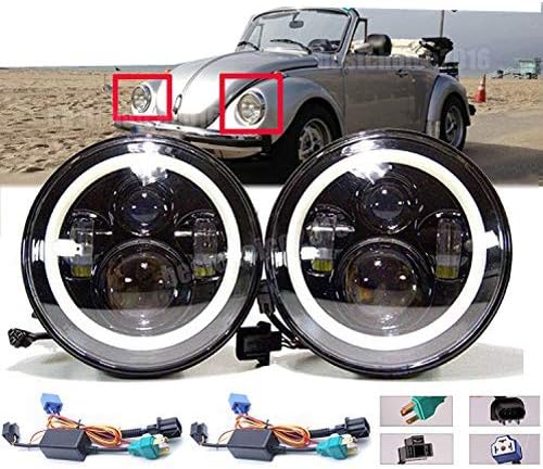 Autofu 7'' Round Headlights With Turn Signal Halo DOT Conversion Kit Fits for Volkswagen Beetle Classic, 2 Sealed Beam Lights Replace H6024 H5024 H6012 H6014 H6015 H6017 LED High Low Beam/DRL