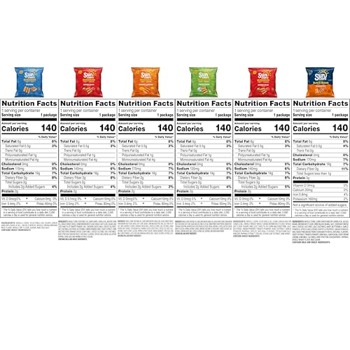 SunChips 100% Whole Grain Snacks, 6 Flavor Variety Pack, 1 oz Bags (Pack of 21)