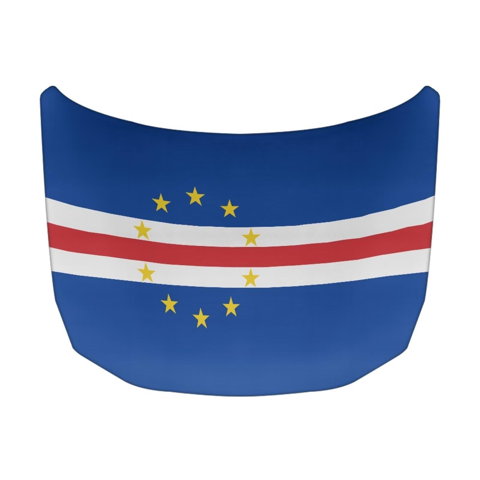 Cape Verde Flag Print Car Hood Cover Elastic Polyester Car Hood Protector Auto Patriotic Decorations Waterproof Sunproof Automotive Exterior Accessories for Sports Events and Outdoor Use