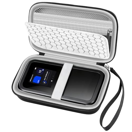 Image of Boobowl Hard Travel Router Case for NETGEAR Nighthawk 5G Mobile Hotspot M7, Portable WiFi 7 Router Holder Organizer with Detachable Strap, Shock Pad & Mesh Pocket for Travel (Black, 5G)