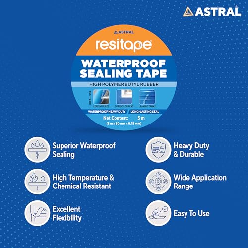 Image of RESITAPE Astral Butyl Waterproof Aluminium Tape | Heavy-Duty & Super Strong | Ideal for Roof Leakage, Cracks & Gap Sealing | High Temperature Resistant | 5M x 50MM