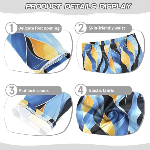 KLL Blue Golden Theme Plant Black Pattern Toddler Baby Girl Active Leggings Stretch High Waisted Leg Yoga Pants Gym3