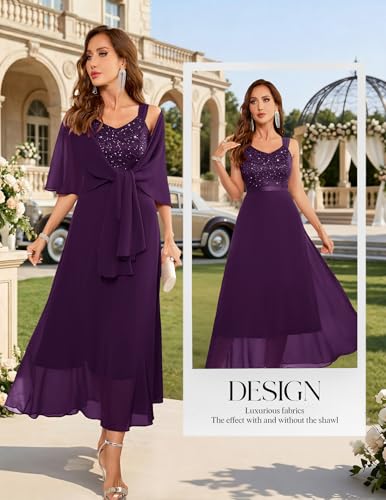 Image of BeryLove Summer Formal Wedding Guest Prom Dresses Sequin Cocktail Evening Lace Elegant Mother of The Bride Dress