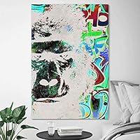 SIGNWIN Framed Canvas Wall Art Black and White Gorilla Thinking Graffiti & Street Art Famous People Pop Art Modern Urban Multicolor for Living Room, Bedroom, Office - 12x18 inches