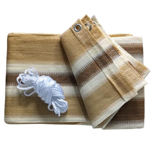 Masgard Balkon Sichtschutz Balkonbespannung Balkonverkleidung Verschiedene Abmessungen (0,9 m x 3,00 m, Creme - Beige - Braun gestreift)
