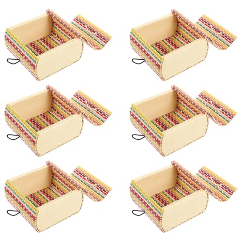 WATIIFUFU Caja Organizadora de Joyas de Bambú Miniatura, 6 Unidades Coloridas, Cofre Decorativo para Almacenamiento de Pendientes, Collares y Objetos Pequeños, Adecuado para Hogar