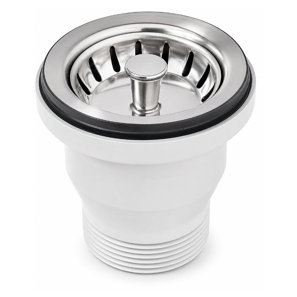 Schläfer Grigio 3439715 | Drain 70 Mm For Kitchen Sink, Bathroom Sink, Sink Without Overflow Hole, Compatible With 1 1/2 Siphon, Sink Diam 60Mm, Stainless Steel Basket Plug