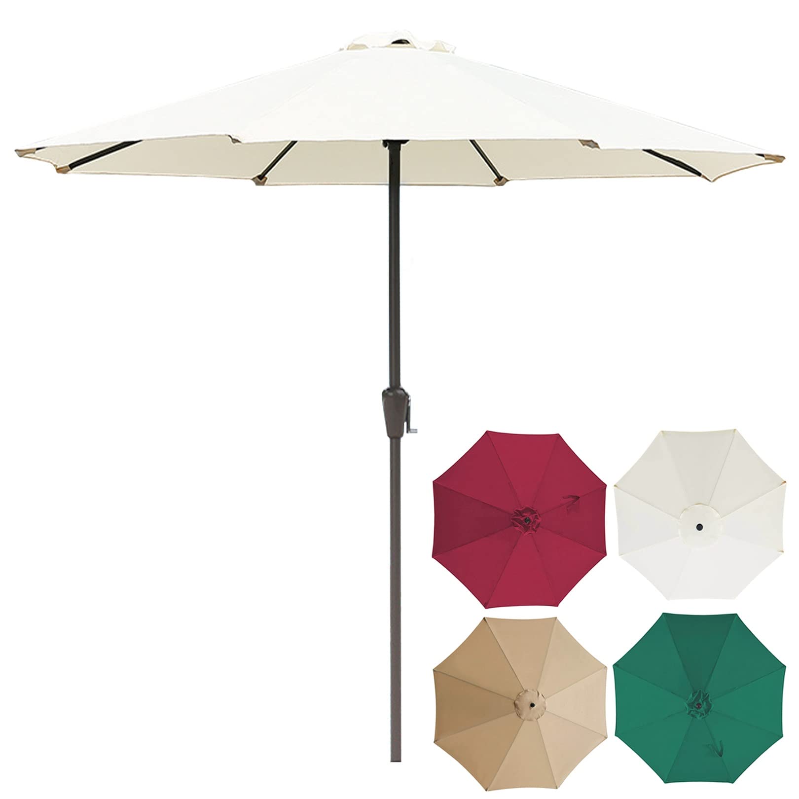 WDSOPK Parasols Patio Umbrella 10Ft Outdoor Garden Parasol Pool with Crank Sun Protection Ventilation,Outdoor Table Market 8 Sturdy Ribs Patio,Lawn Without B(Cream-9ft)