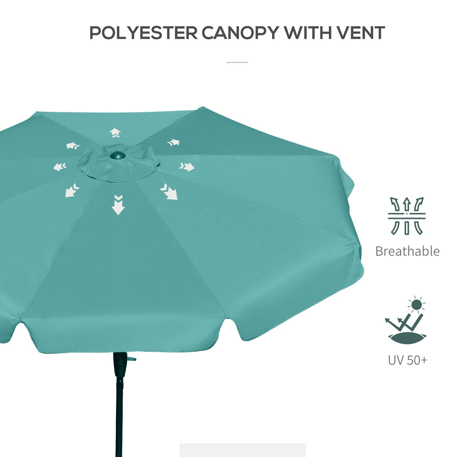 Ogród Parasol Outdoor Parasol 2.7m Patio Parasol Garden Parasol z marszczeniem aluminium słup z korbą mocny centralny parasol ogrodowy Garden Parasla