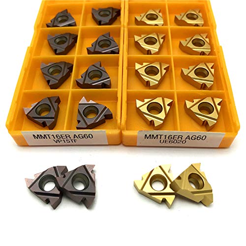 MMT16ER AG60 VP15TF Carbide Inserts Thread Turning Tool Cutting Tool Lathe Tool CNC Tool 16ERAG60 Thread Inserts Turning Insert(MMT16ER AG60 UE6020,100PCS (10 Box))