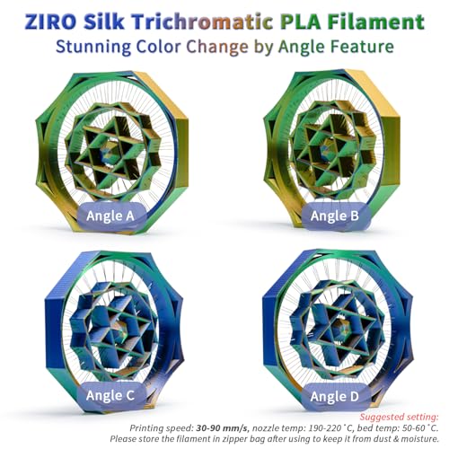 Image of ZIRO PLA Filament 1KG,Silk 3-in-1 Color Co-Extruded Material, Goldern Oasis