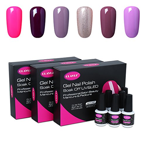 CLAVUZ Gel Nail Polish Kit 6pcs Soak Off UV Led Nail Varnish New Start Lacquers Manicure Pedicure Nail Art Set