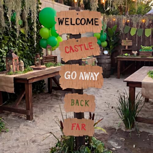 Image of Crtiin 5 Pcs Swamp Birthday Party Decor Green Directional Welcome Sign