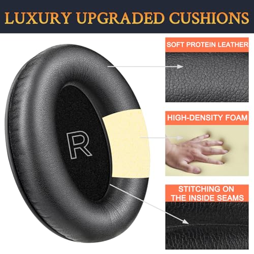 Almohadillas de reemplazo SOULWIT para auriculares Bose A30 Aviation, cojines para oreja con cuero proteico suave y espuma de alta densidad para aislamiento de ruido - Negro miniatura 3
