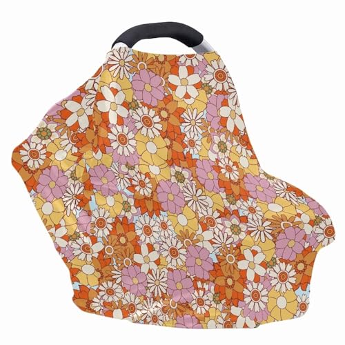 Image of Colorful Hippie Infant Stroller Cover Multi-Purpose Durable Stroller Canopy Covers Windproof Car Seat Canopy Cover Dust Cover Privacy Protection Breastfeeding Shawl