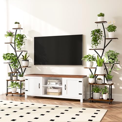 Image of Plant Stand Indoor with Grow Lights 2 Pack Plant Stands Indoor 8 Tiered 64 inch Tall Plant Shelf for Indoor Growing Multiple Corner Metal Flower Holder Home Decor Display Shelves for Living Room Patio